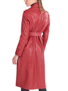 Women Nappa Leather Trench Coat - Image 3