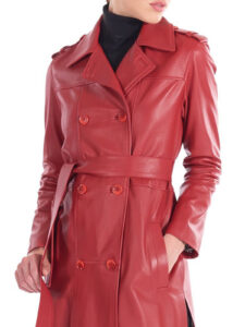 Women Nappa Leather Trench Coat