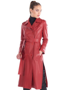 Women Nappa Leather Trench Coat - Image 2