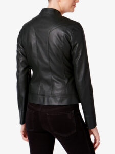 Women Slim Fit Moto Black Jacket - Mauve Tree - Image 2