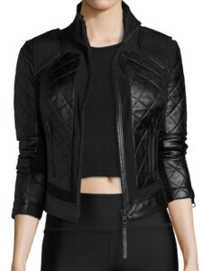 Women Stylish PU Bomber Jacket - Mauve Tree