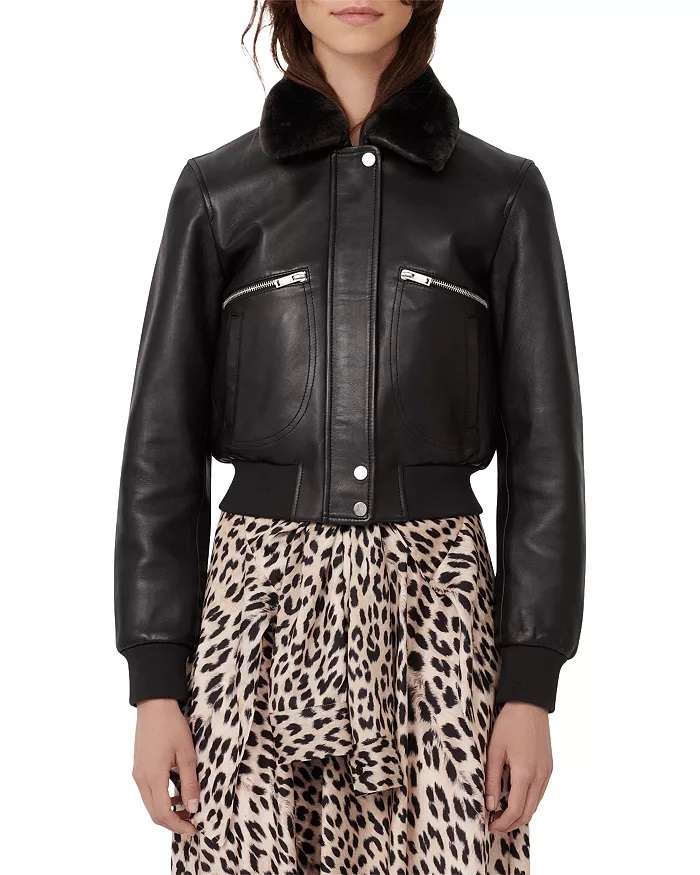 Womens-Black-Leather-Shearling-Collar-Jacket1-1-1-1-1.jpg Women's Black Leather Shearling Collar Jacket - Mauve Tree - Image 1