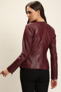 Blazer Cut Dark Brown Leather Jacket For Women - Image 3