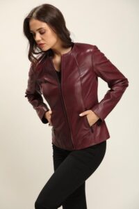 Blazer Cut Dark Brown Leather Jacket For Women