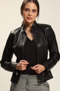 Luxurious Design Black Leather Jacket For Women