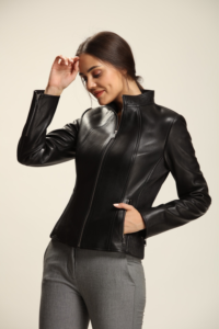 Luxurious Design Black Leather Jacket For Women - Image 2