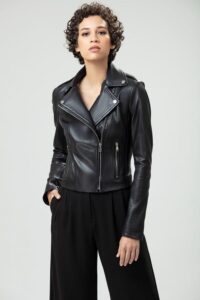 Smart Fit Black Lambskin Leather Jacket For Women