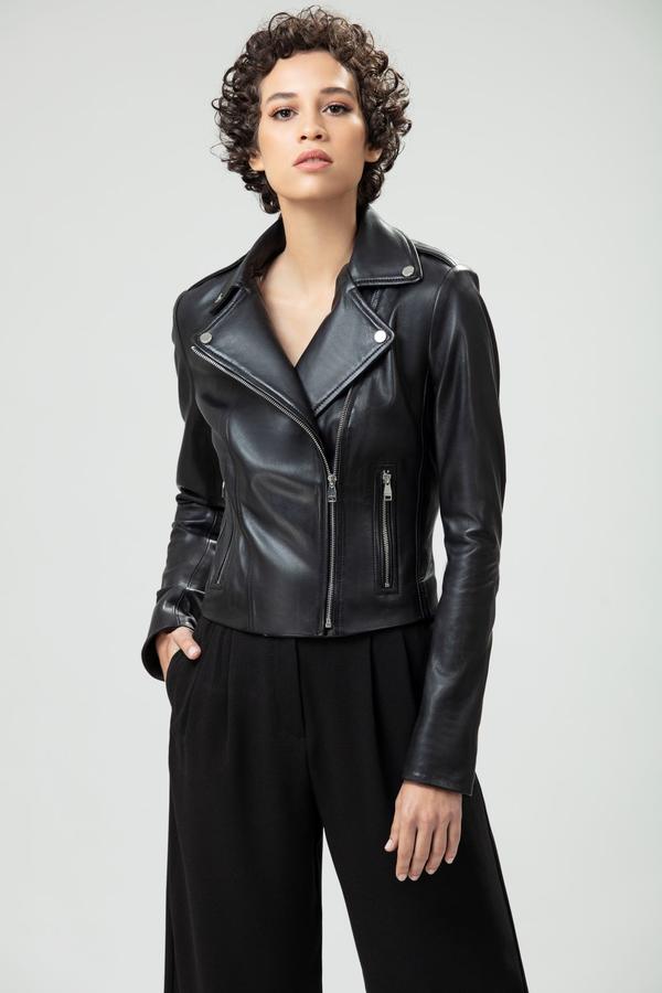 Smart Fit Black Lambskin Leather Jacket For Women