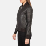 Women Dark Brown Bomber Jacket - Mauve Tree - Image 6