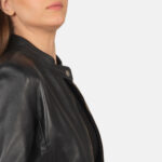 Women Rave Black Leather Jacket - Mauve Tree - Image 5