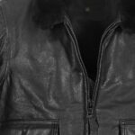 Men Shearling Bomber Leather Jacket - Mauve Tree - Image 4