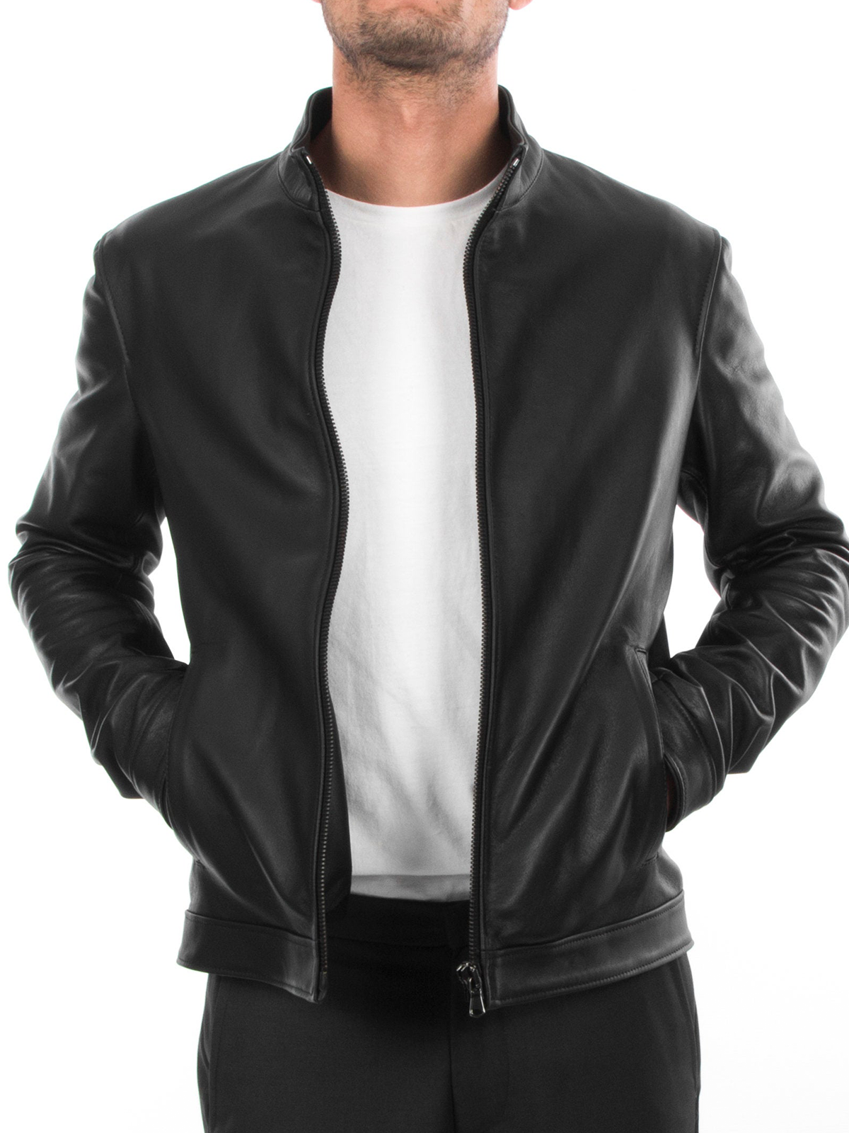 asm.png Genuine Style Black Lambskin Leather Jacket For Men - Image 1