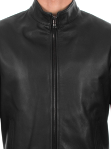 Men Black Bomber Jacket In Lambskin Leather - Image 2