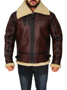 Men Shearling B3 Bomber Jacket - Mauve Tree - Image 6