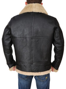 Men's Black B3 Bomber Sheepskin Jacket - Mauve Tree - Image 3