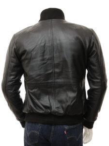 Men Bomber Leather Jacket - Mauve Tree - Image 3