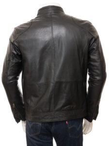 Men Black Leather Biker Jacket - Mauve Tree - Image 3