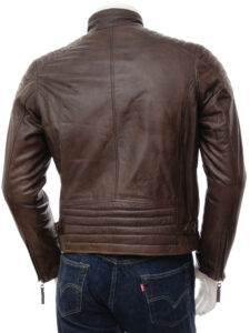 Men Brunette Brown Leather Jacket - Mauve Tree - Image 2