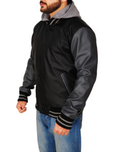 Varsity Black & Grey Hoodie Jacket - Image 6