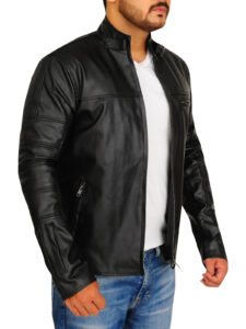Slim Fit Biker Leather Jacket - Image 3