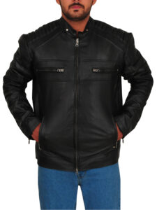 Cafe Racer Black Leather Jacket - Image 5