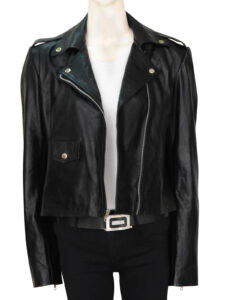 Black Biker Leather Jacket Women - Image 5