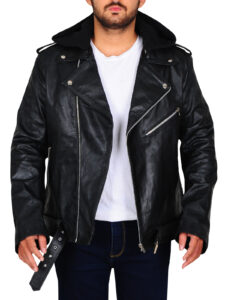 Black Brando Men Leather Jacket