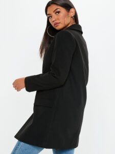 Women Black Wool Trench - Image 2
