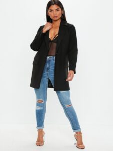 Women Black Wool Trench