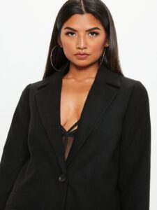 Women Black Wool Trench - Image 3