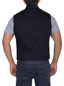 Simple Black Cotton Vest - Image 2