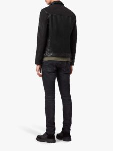 Men Solid Black Leather Jacket - Image 2
