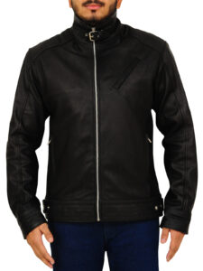 Pitch Black Slim Fit Leather Jacket - Image 5