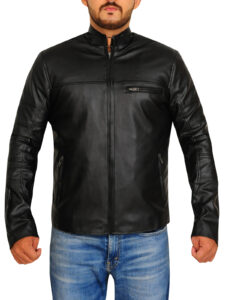 Slim Fit Biker Leather Jacket - Image 5