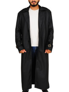 Black Lapel Collar Trench Coat