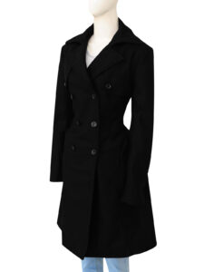 Jet Black Female Long Coat - Image 3