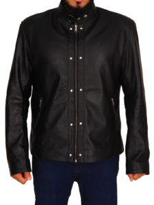 Men Black Snap Tab Collar Jacket - Image 5