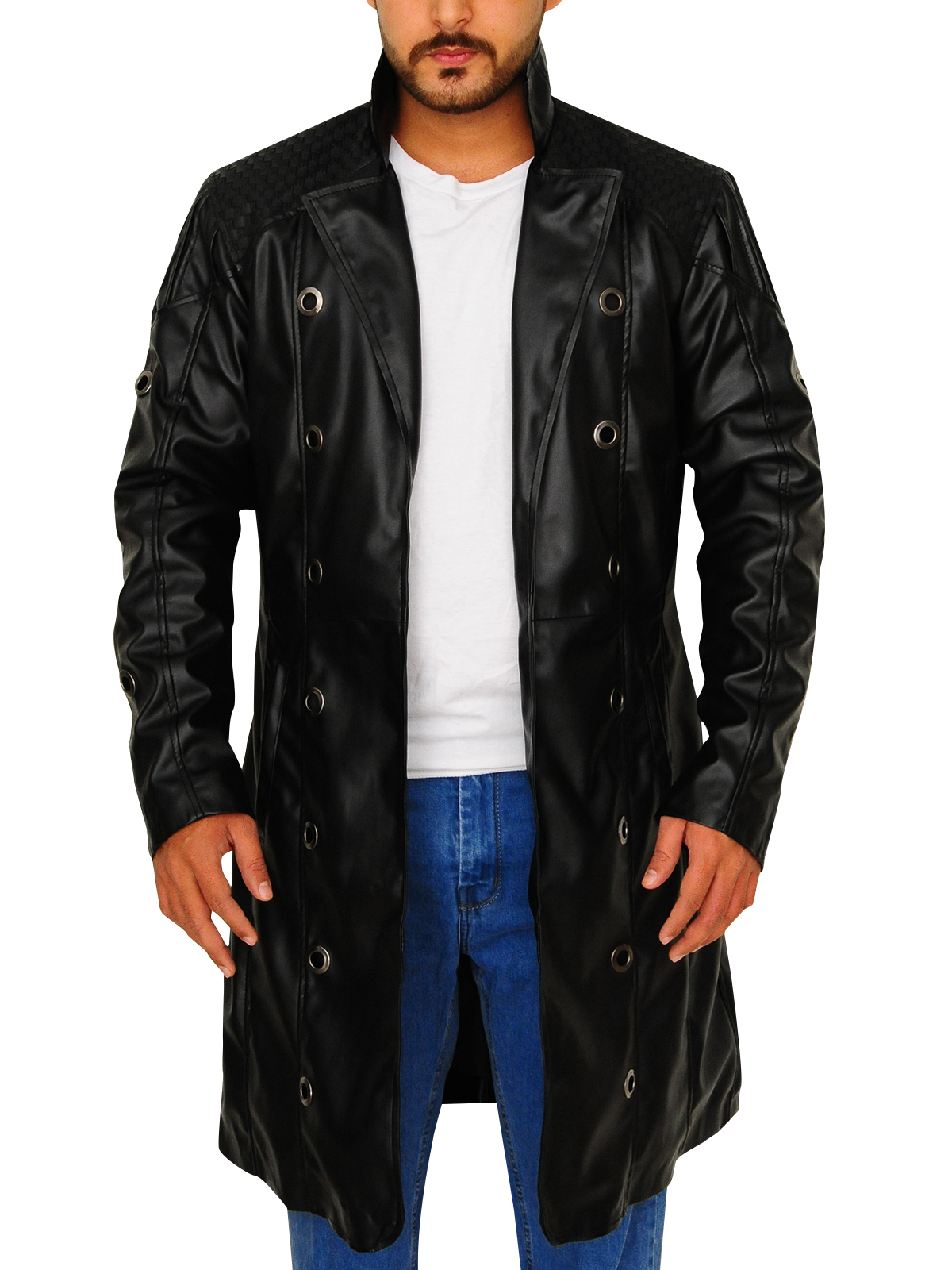 black-trench-leather-coat.jpg Pitch Black Men Long Coat - Image 1