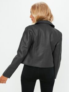 Women Matte Black Biker Leather Jacket - Image 2