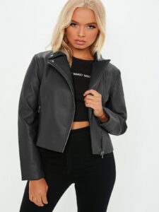 Women Matte Black Biker Leather Jacket - Image 3