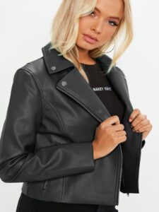 Women Matte Black Biker Leather Jacket - Image 4