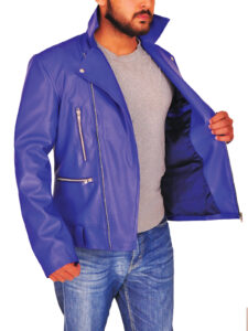 Men Blue Brando Jacket - Image 3