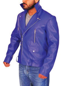 Men Blue Brando Jacket - Image 4