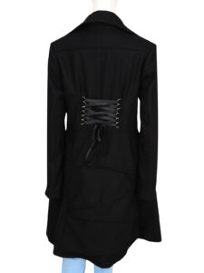 Jet Black Female Long Coat - Image 2