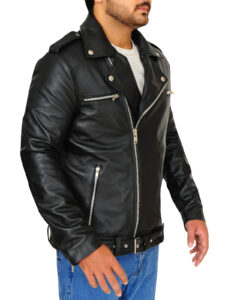 Black Brando Jacket With Epaulets - Image 3
