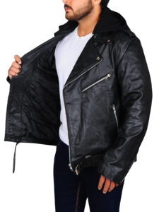 Black Brando Men Leather Jacket - Image 4