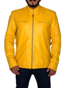 Fire Yellow Stylish Leather Jacket - Image 5