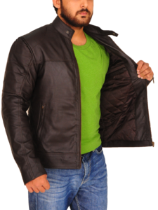 Men Dark Brown Leather Jacket - Image 3