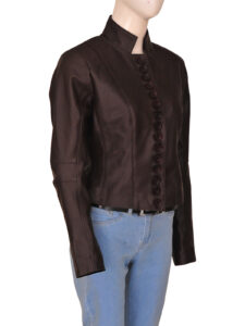 Women Brown Button Jacket - Image 3