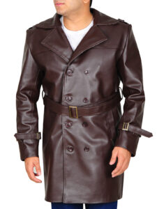 Brown Lapel Collar Trench Jacket - Image 5